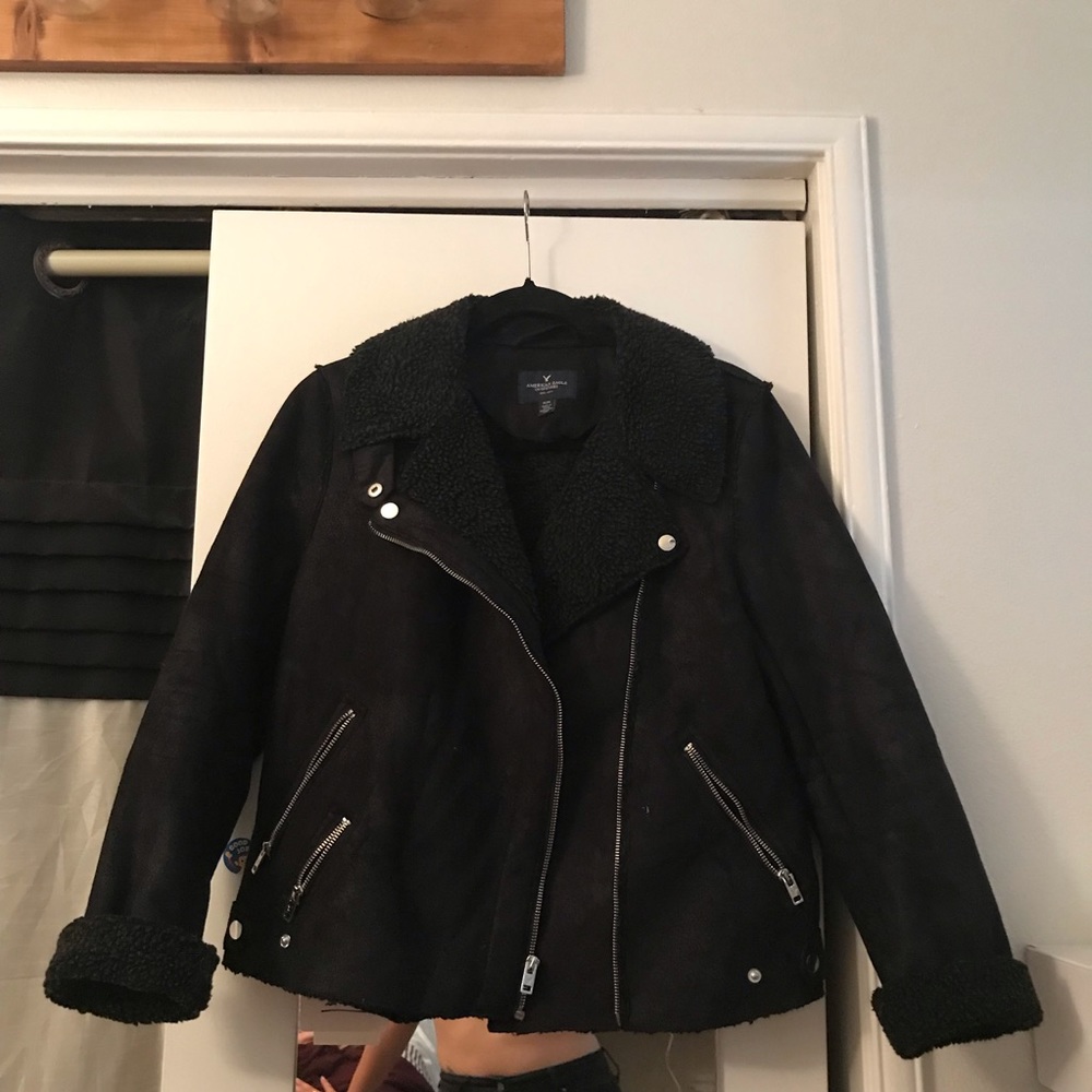 Faux Suede + Sherpa Motto Jacket
